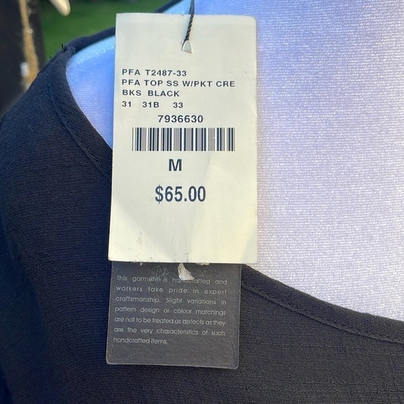 Papa M black shortsleeved over head pocketed  fully lined shirt button detail - Picture 4 of 12